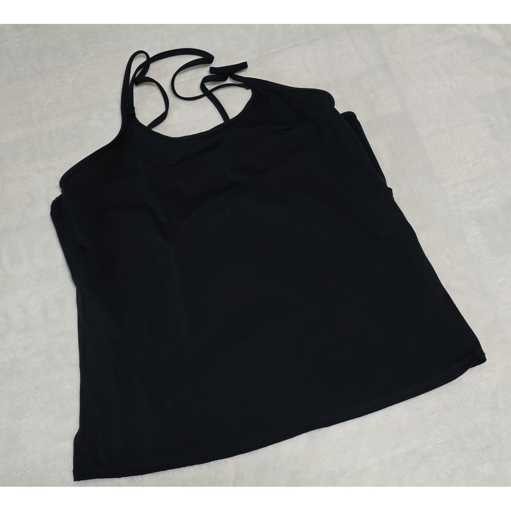 Fabletics Womens Large black workout tank top with strappy back design